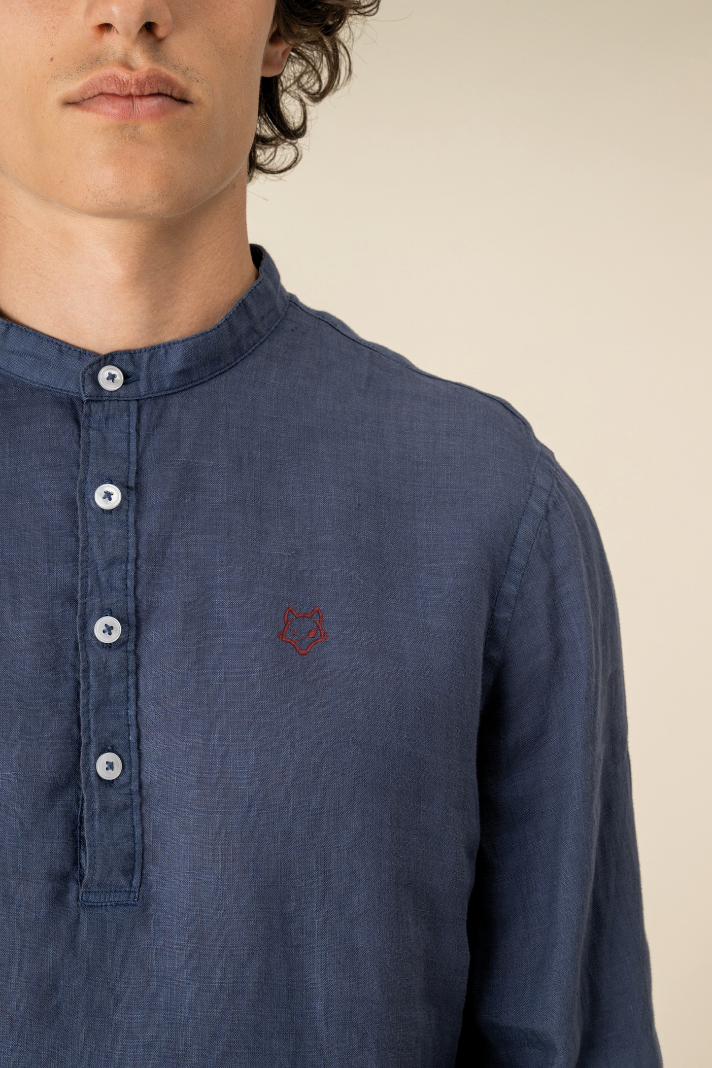 Camisa Lino cuello mao