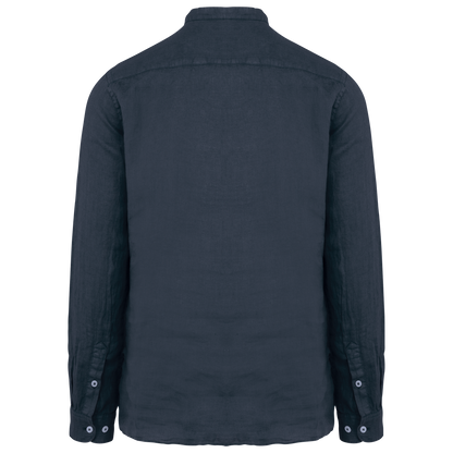Camisa Lino cuello mao marino