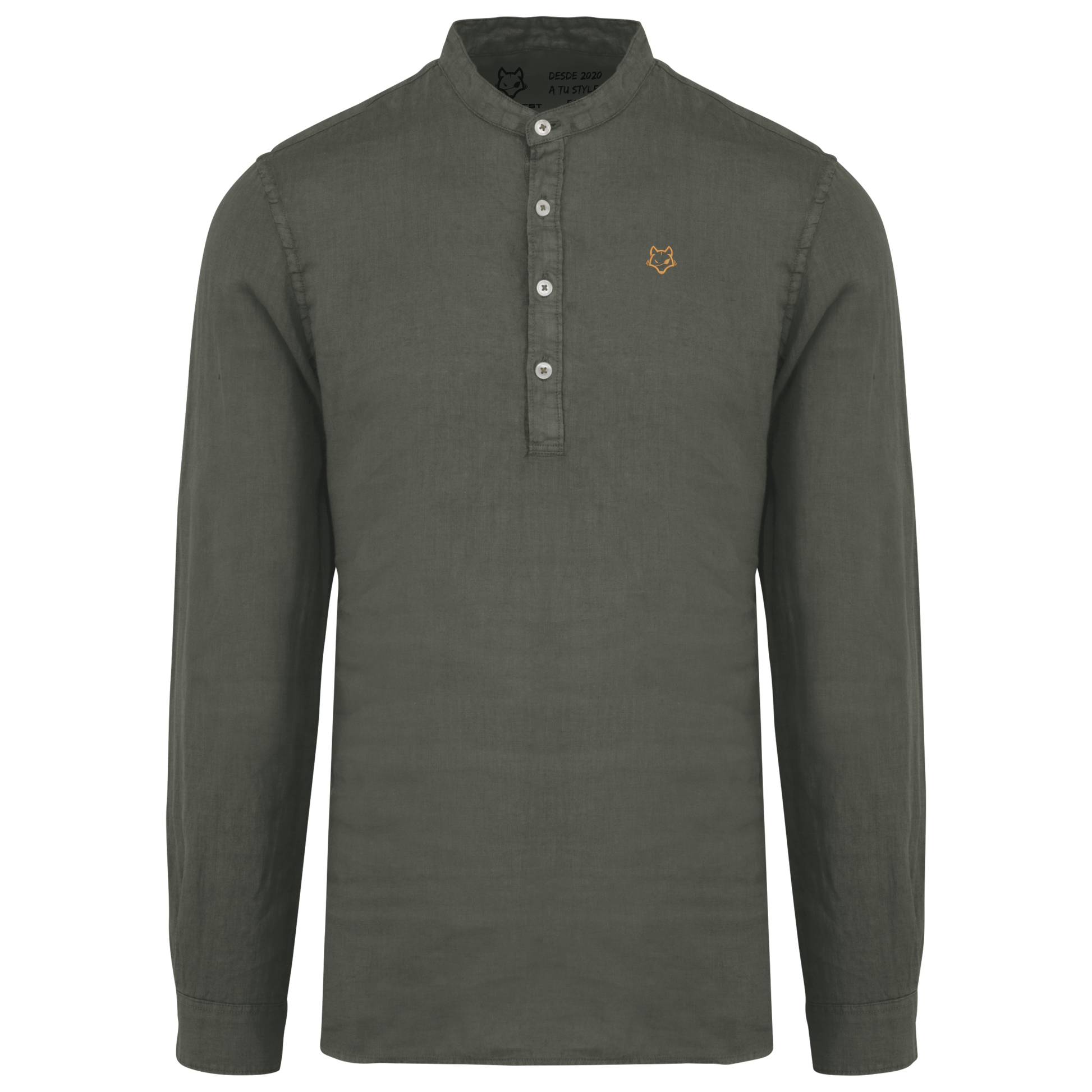 Camisa Lino cuello mao organic Kaky