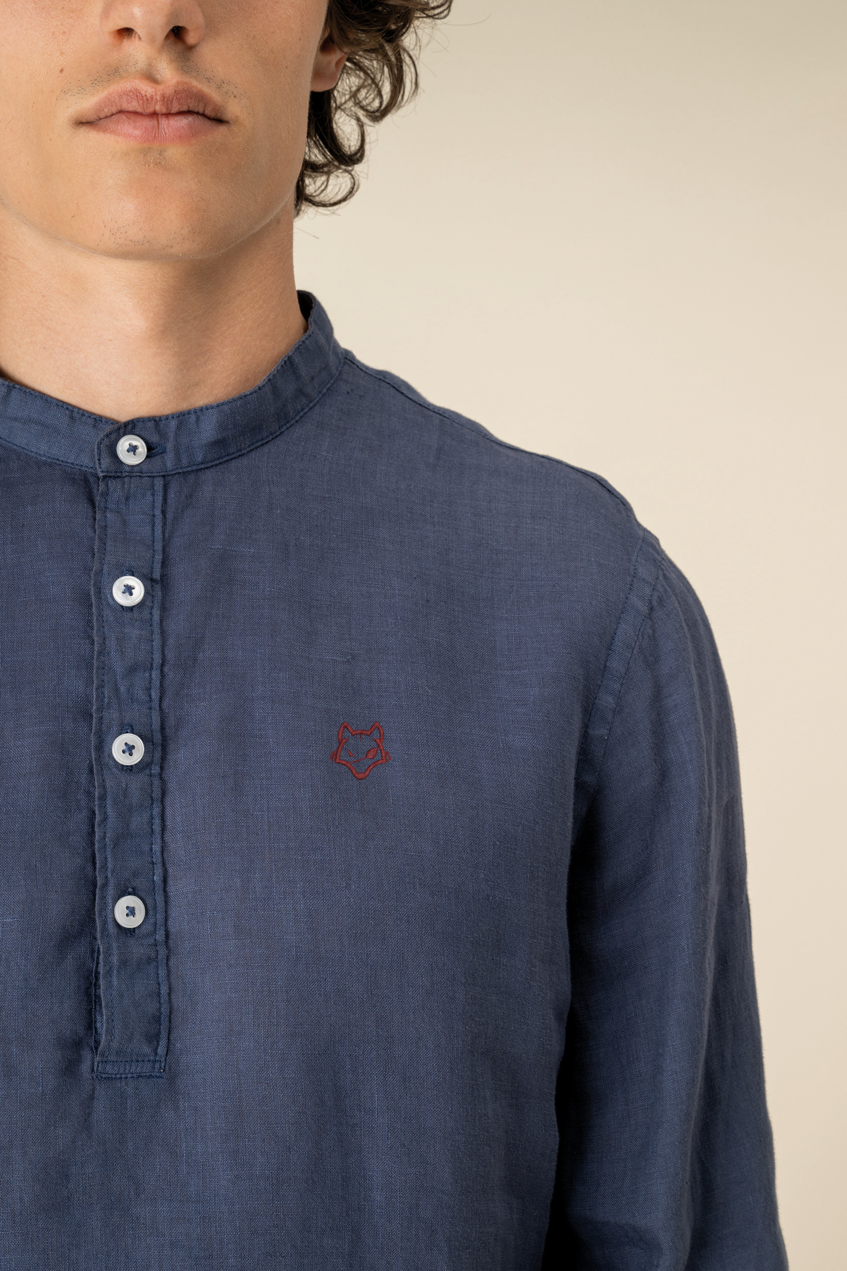 Camisa Lino cuello mao
