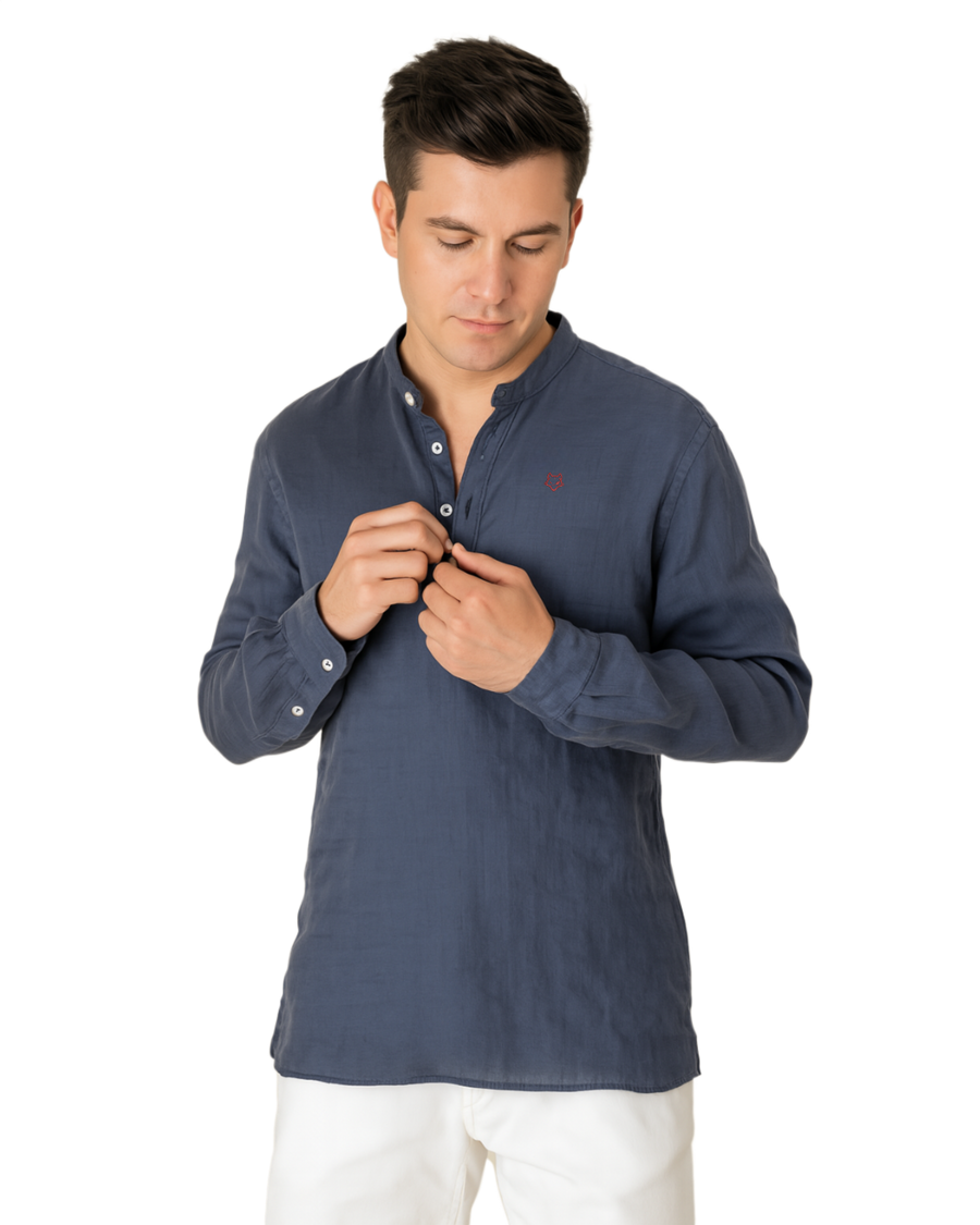 Camisa Lino cuello mao