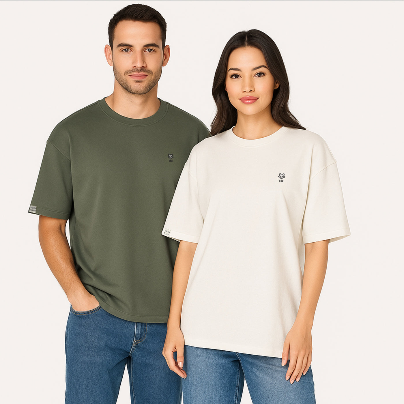 Camiseta Oversize French Terry bordada urbano sostenible