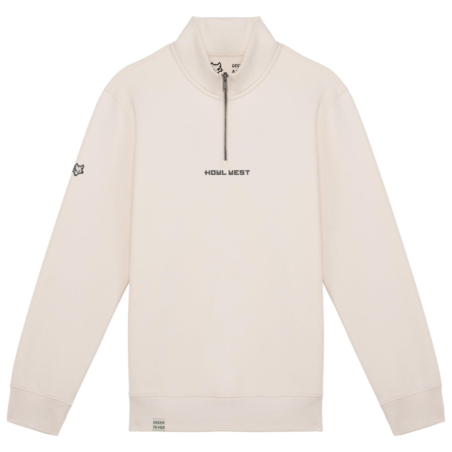 Sudadera ecorresponsable de cuello alto con cremallera bordado en hombro - Howl West