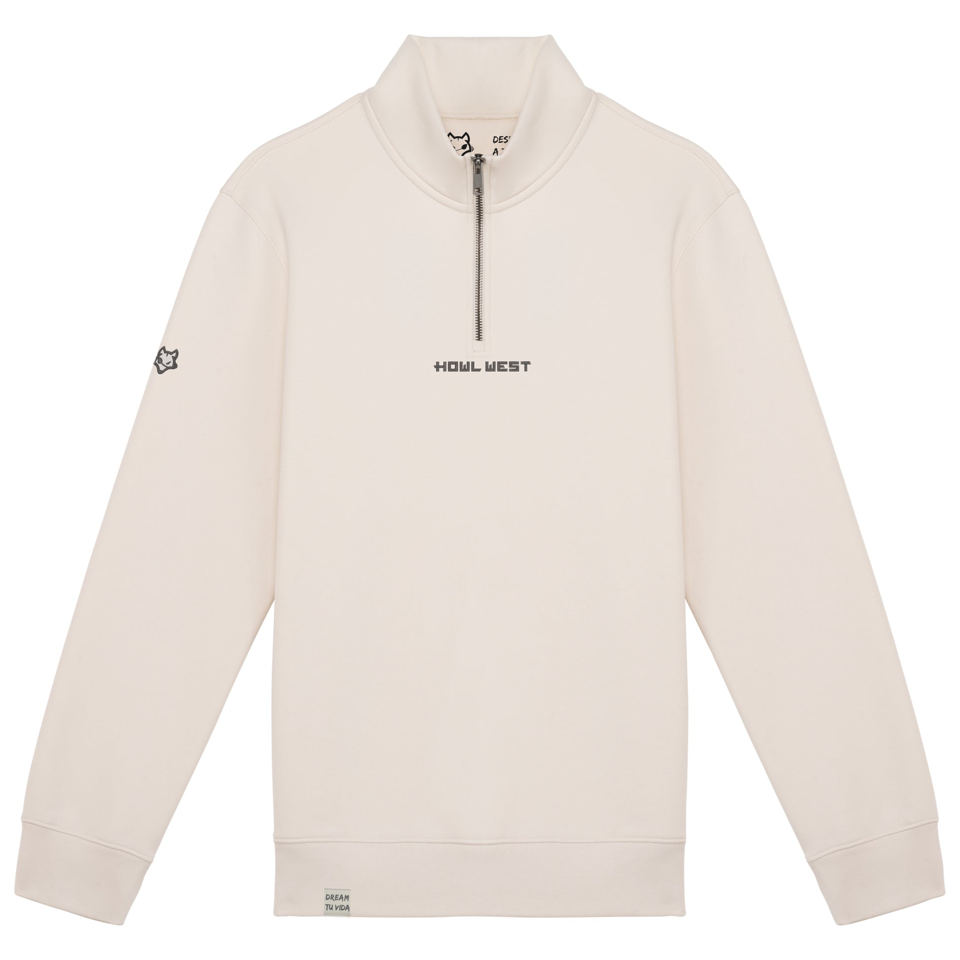 Sudadera ecorresponsable de cuello alto con cremallera bordado en hombro - Howl West