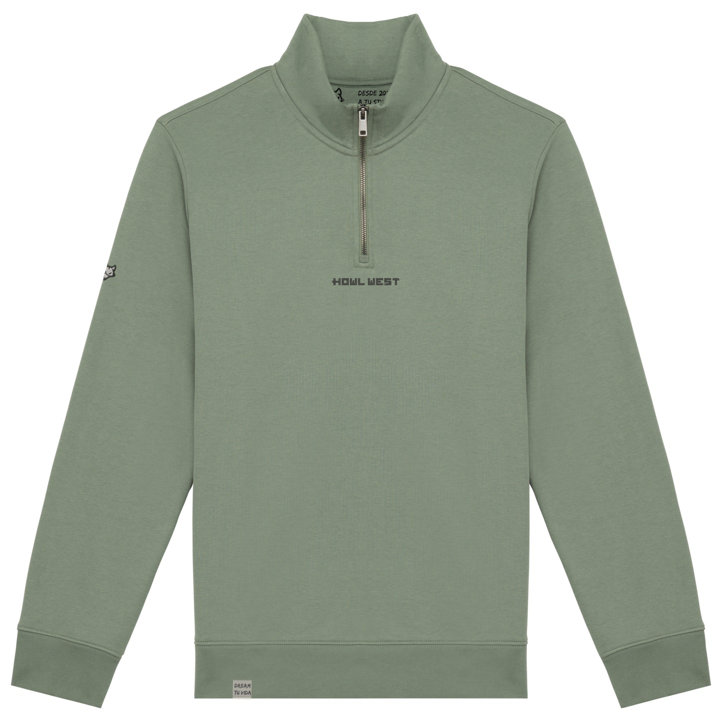 Sudadera ecorresponsable de cuello alto con cremallera bordado en hombro - Howl West