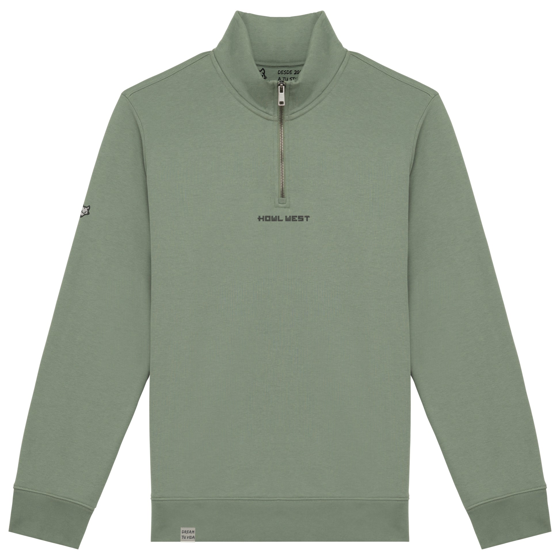 Sudadera ecorresponsable de cuello alto con cremallera bordado en hombro - Howl West