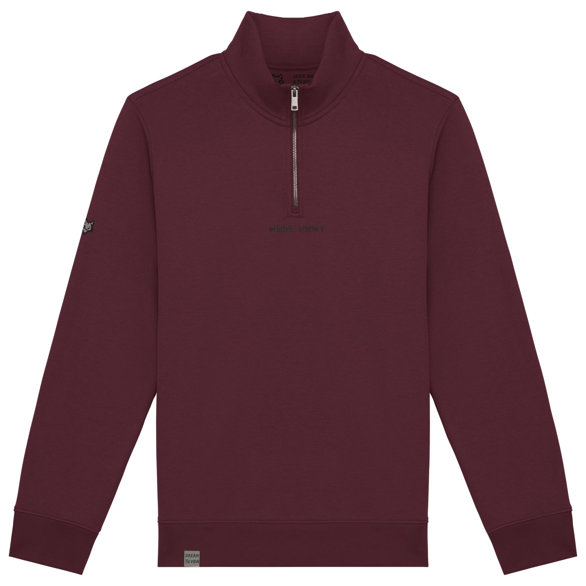 Sudadera ecorresponsable de cuello alto con cremallera bordado en hombro - Howl West